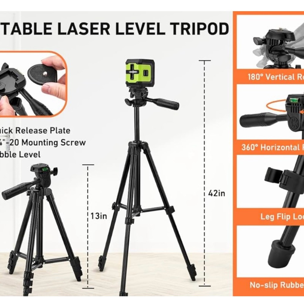 Polarduck Laser Level Tripod Phone Stand: 51-inch 130cm Aluminum Tripod -NWOB - Picture 6 of 10